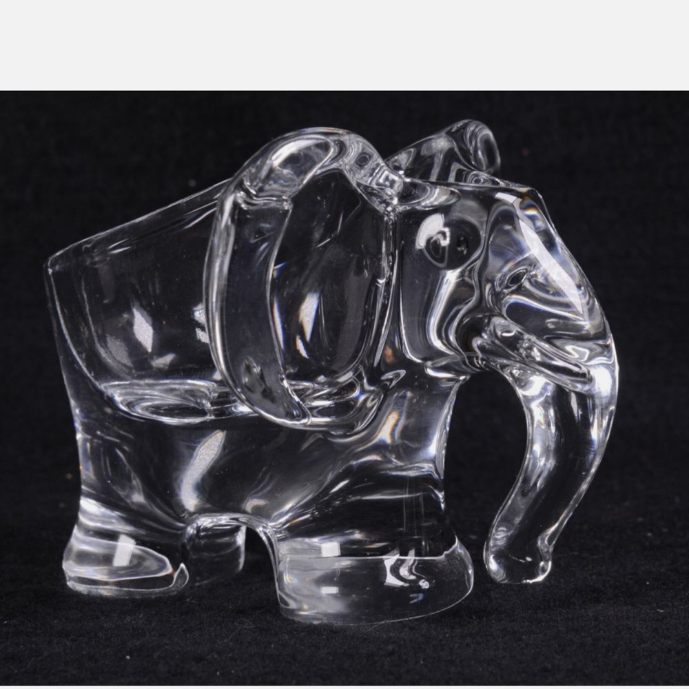 Vintage ART VANNES France Clear Glass ELEPHANT Pipe Holder Signed